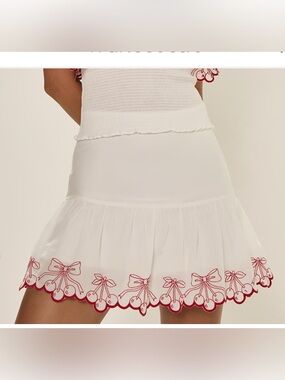 Margarita Embroidered Cherry Mini Skirt (My35)